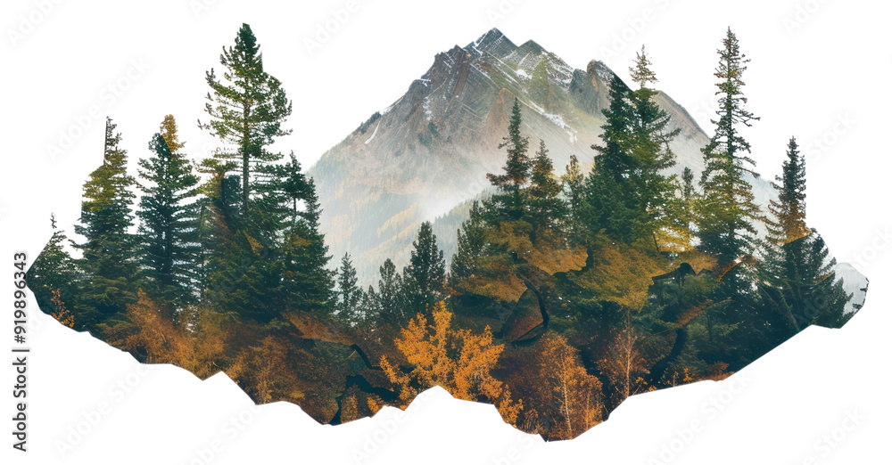 Poster PNG Mountain forest landscape art