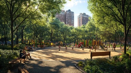 Obraz premium A Vibrant Playground in a City Park