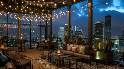 Rooftop Lounge with Cityscape Views