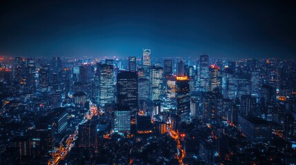 Obraz premium Nighttime Cityscape of Tokyo