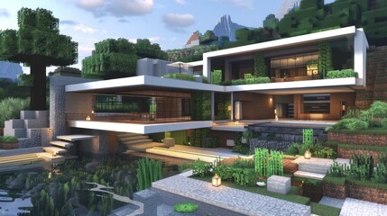 Obraz premium Modern Dream House in a Lush Forest