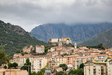 Fototapeta premium the beautiful little town of Corte on a summer morning, Corse, France