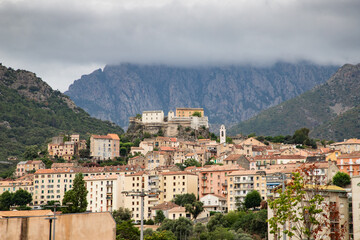Obraz premium the beautiful little town of Corte on a summer morning, Corse, France