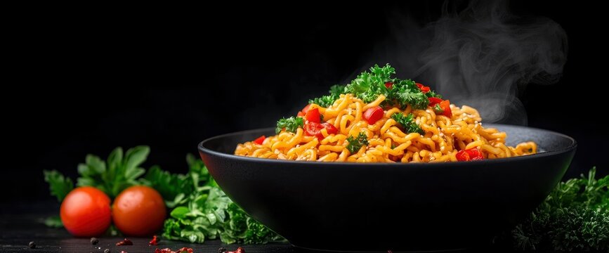 Boiled Maggi Noodles, Vibrant, Steaming, Comfort Food, Appetizing, Inviting