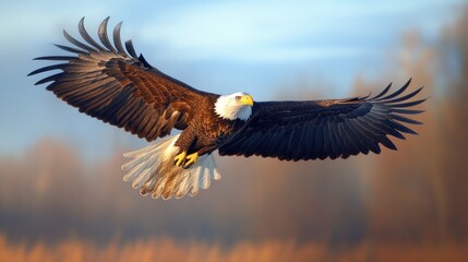 Obraz premium Majestic Bald Eagle In Flight