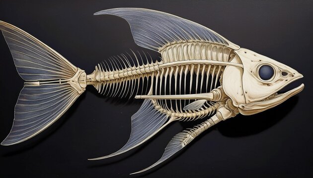 Fishbone isolated on black background.