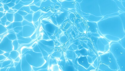 Obraz premium Blue Water Surface with Splash and Bubbles.