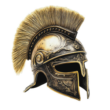 PNG Ancient Roman helmet with plume displayed indoors
