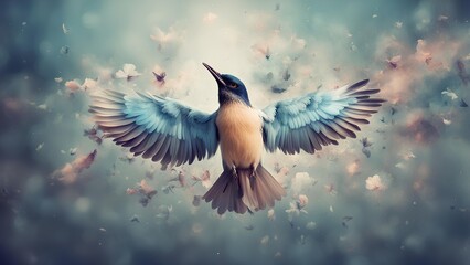 Obraz premium Beautiful abstract surreal background featuring a bird