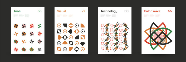 Comprehensive Set of Geometric Patterns: Ideal for Designers, Featuring a Wide Range of Symmetrical Shapes and Repeating Motifs for Versatile Use in Digital and Print Projects. Vector Illustration.