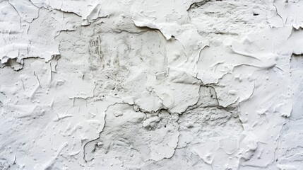 Fototapeta premium Close-up of a worn-out white wall with peeling paint, ideal for use in interior design or architecture projects