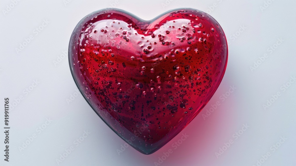 Aufkleber A single red heart shaped object placed on a white surface, suitable for use in romantic and love-themed contexts