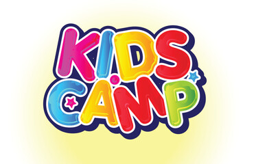 Kids Camp Colorful Logo or Poster Label Vector Template