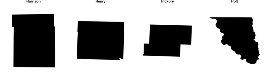 Harrison, Henry, Hickory, Holt outline maps