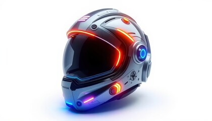Futuristic Helmet with Neon Lights.