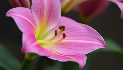 Fototapeta premium Pink Lily Flower Close Up.