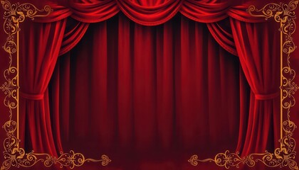Red Stage Curtain with Gold Trim.