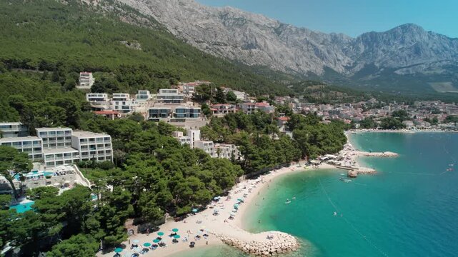 Flying into Beautiful Croatian Beaches, Baska Voda, Croatia 