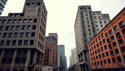 Obraz premium Cityscape with Modern Buildings and Windows.