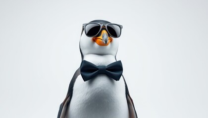 Fototapeta premium Cool Penguin in Sunglasses and Bow Tie.