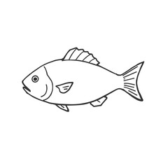 Simple line sketch of a fish with fins
