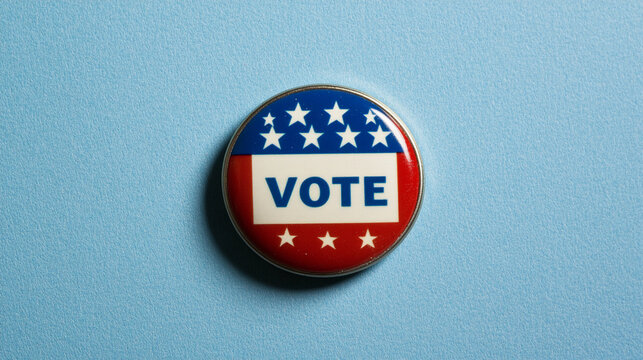 Patriotic red white blue VOTE voting button lapel pin