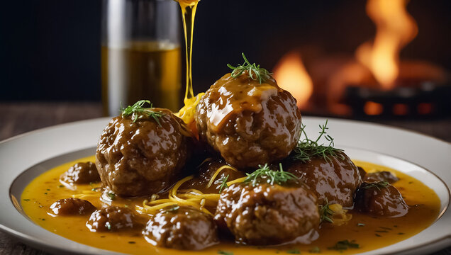 K&ouml;nigsberger Klopse in Sauce Meatballs, traditional food, Germany