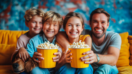 Obraz premium family watching tv