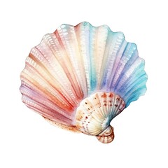 Marine colourfull sea shell watercolor illustration, marine animals clipart