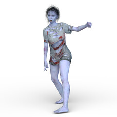 女性ゾンビ　3DCGレンダリング