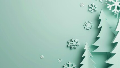 Minimalist Christmas Trees and Snowflakes