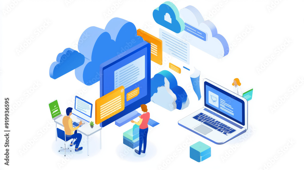 Poster move your files and data securely using cloud technology. share information easily online with moder