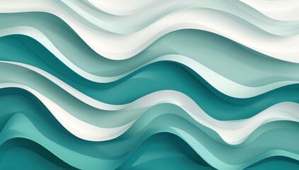 Obraz premium Abstract Green and White Wavy Background