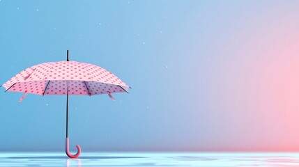 Pink Polka Dot Umbrella Under a Gradient Sky