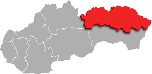 Obraz premium presov region map ADMINISTRATIVE DIVISIONS of SLOVAKIA 3d isometric map