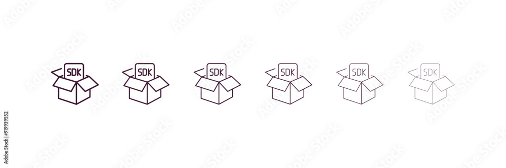 Aufkleber sdk outline icon. linear vector from technology concept. 6 different line style sdk icon included th