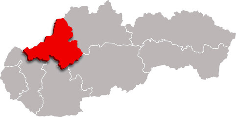 Fototapeta premium trenčín region map ADMINISTRATIVE DIVISIONS of SLOVAKIA 3d isometric map