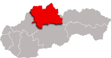 zilina region map ADMINISTRATIVE DIVISIONS of SLOVAKIA 3d isometric map
