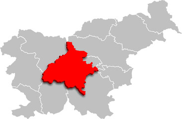 central slovenia region map ADMINISTRATIVE DIVISIONS of SLOVENIA 3d isometric map