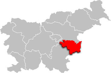 Fototapeta premium lower sava region map ADMINISTRATIVE DIVISIONS of SLOVENIA 3d isometric map