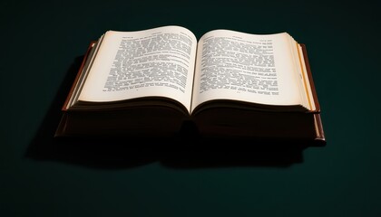 Fototapeta premium Open Book on Dark Green Background.