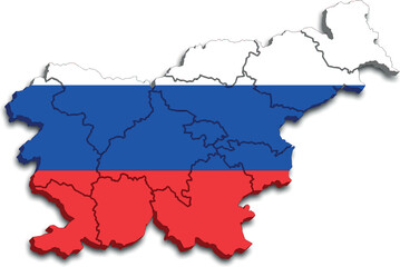 Obraz premium SLOVENIA MAP WITH ITS PROVINCES AND POLITICAL ADMINISTRATIVE DIVISIONS WITH FLAG