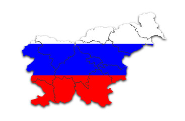 SLOVENIA MAP WITH ITS PROVINCES AND POLITICAL ADMINISTRATIVE DIVISIONS WITH FLAG