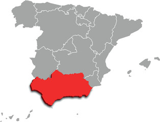 Obraz premium andalusia map ADMINISTRATIVE DIVISIONS of SPAIN 3d isometric map