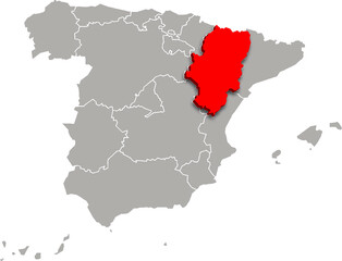 aragon map ADMINISTRATIVE DIVISIONS of SPAIN 3d isometric map