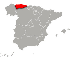 Fototapeta premium asturias map ADMINISTRATIVE DIVISIONS of SPAIN 3d isometric map