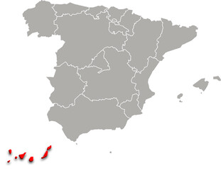 Fototapeta premium canary islands map ADMINISTRATIVE DIVISIONS of SPAIN 3d isometric map