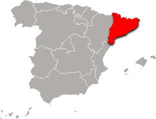 catalonia map ADMINISTRATIVE DIVISIONS of SPAIN 3d isometric map