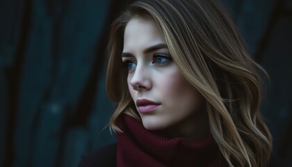 Fototapeta premium Portrait of a Beautiful Woman with Long Blonde Hair.