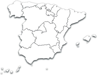 SPAIN MAP WITH ITS PROVINCES AND POLITICAL ADMINISTRATIVE DIVISIONS